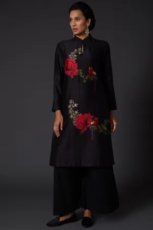 Black Embroidered Kurta With Palazzo