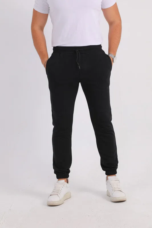 Black Melton Cuffed Sweatpants