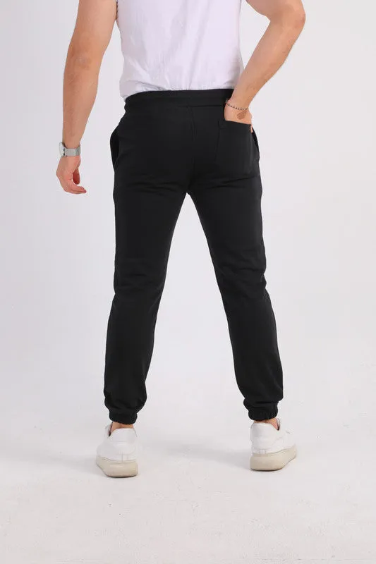 Black Melton Cuffed Sweatpants