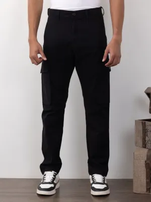 Black Plain Cargo Pants