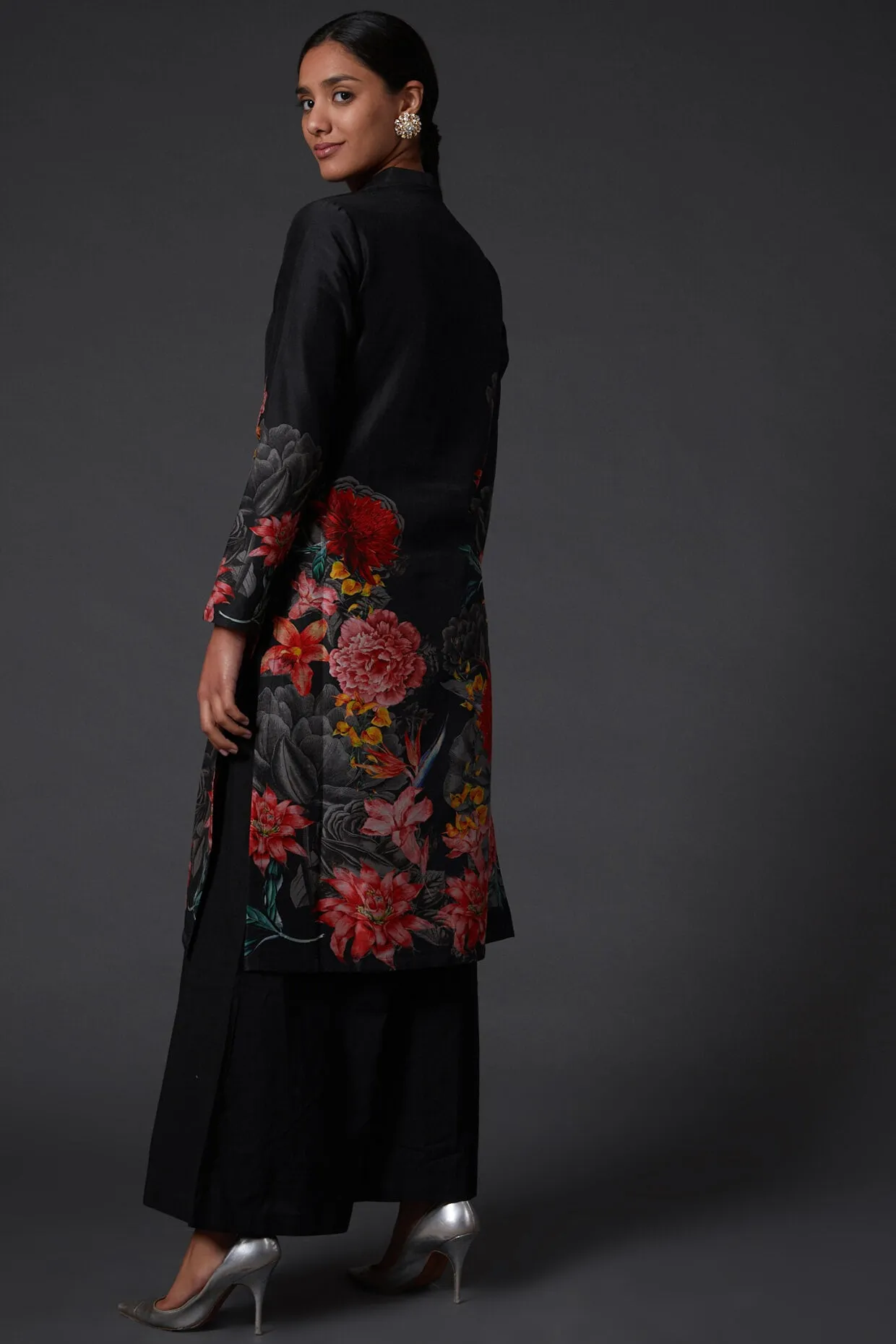 Black Printed Kurta With Palazzo