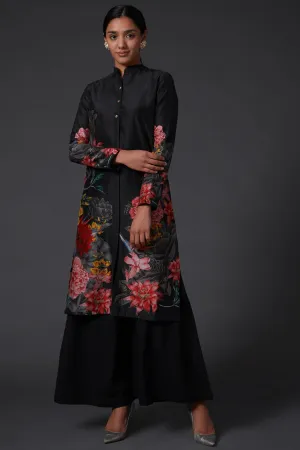 Black Printed Kurta With Palazzo