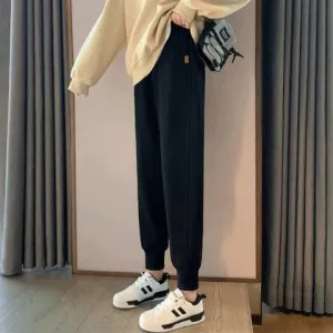 Black Solid High Waist Cuffed Jogger