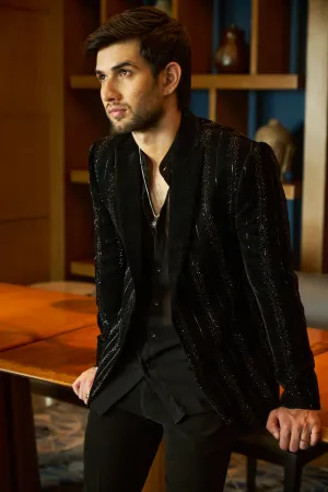 Black Velvet Swarosvki Stripe Jacket