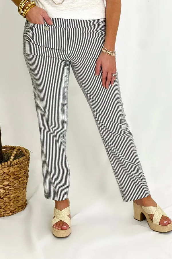 Black/White Striped Ankle Pant