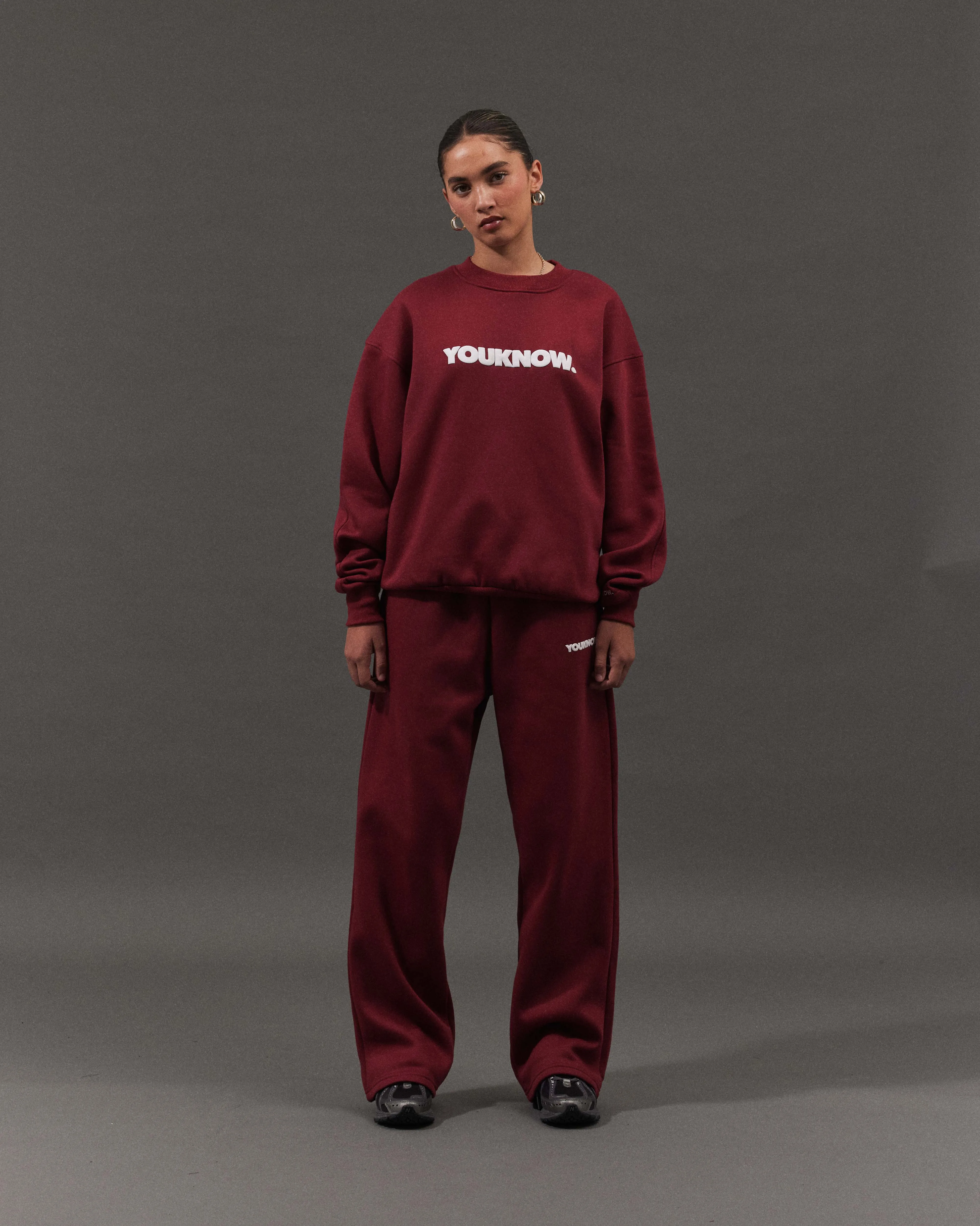 BLOCK WIDE-LEG SWEATPANTS | Maroon