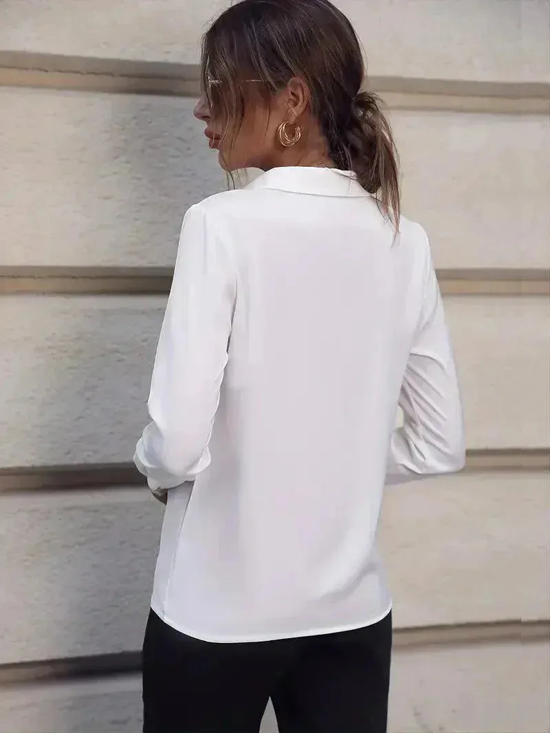 Blouse Elara™ | Women's Long Sleeve Button-Down Business Shirt | Soft Cotton, Tailored Fit & Professional Style