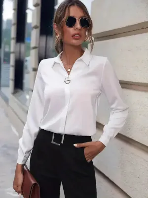 Blouse Elara™ | Women's Long Sleeve Button-Down Business Shirt | Soft Cotton, Tailored Fit & Professional Style