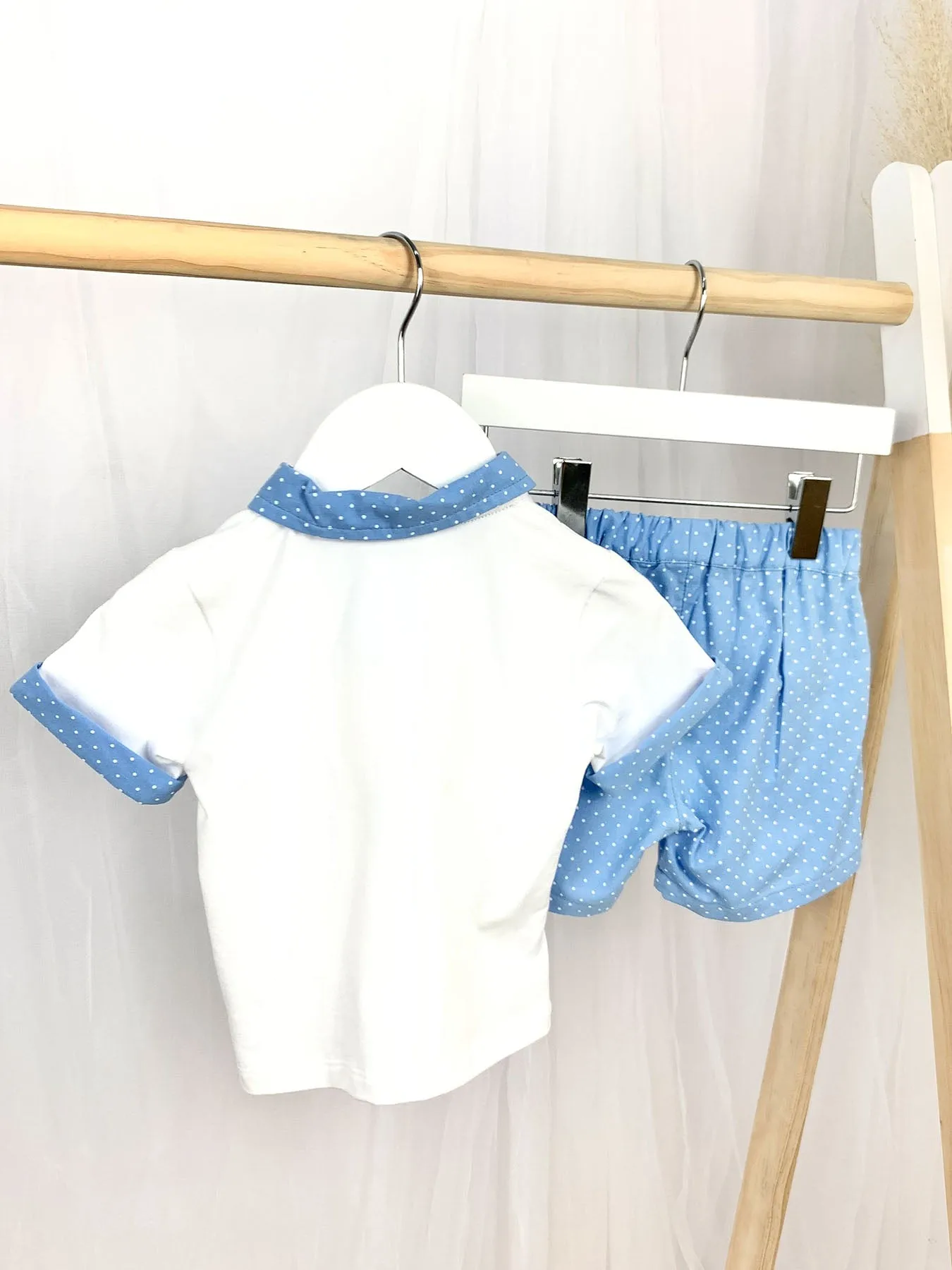 Blue & White Spotty Short Set