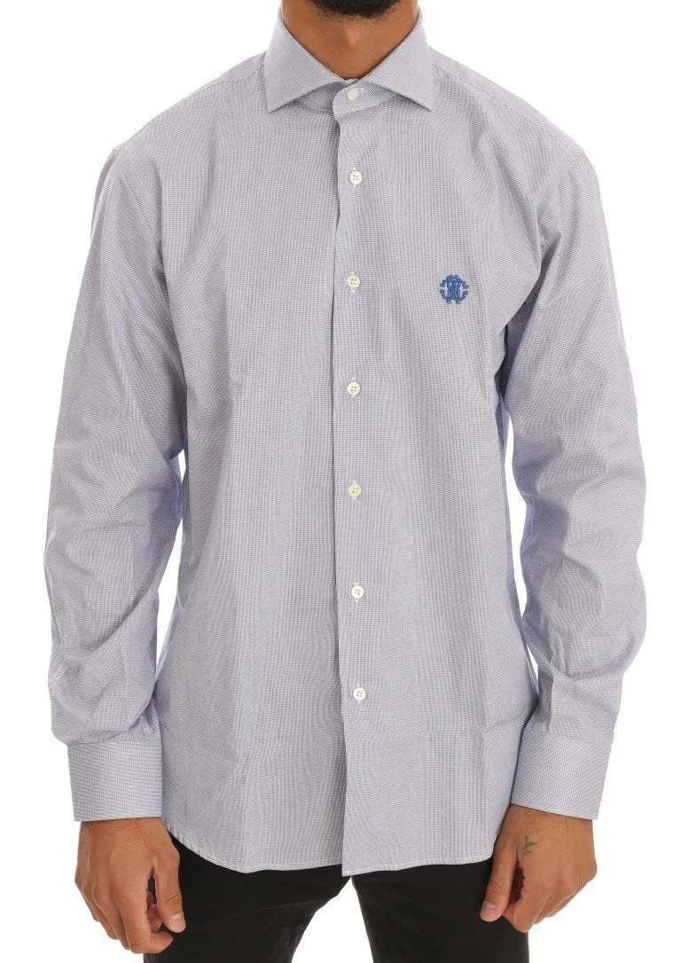 Blue Check Cotton Slim Fit Shirt