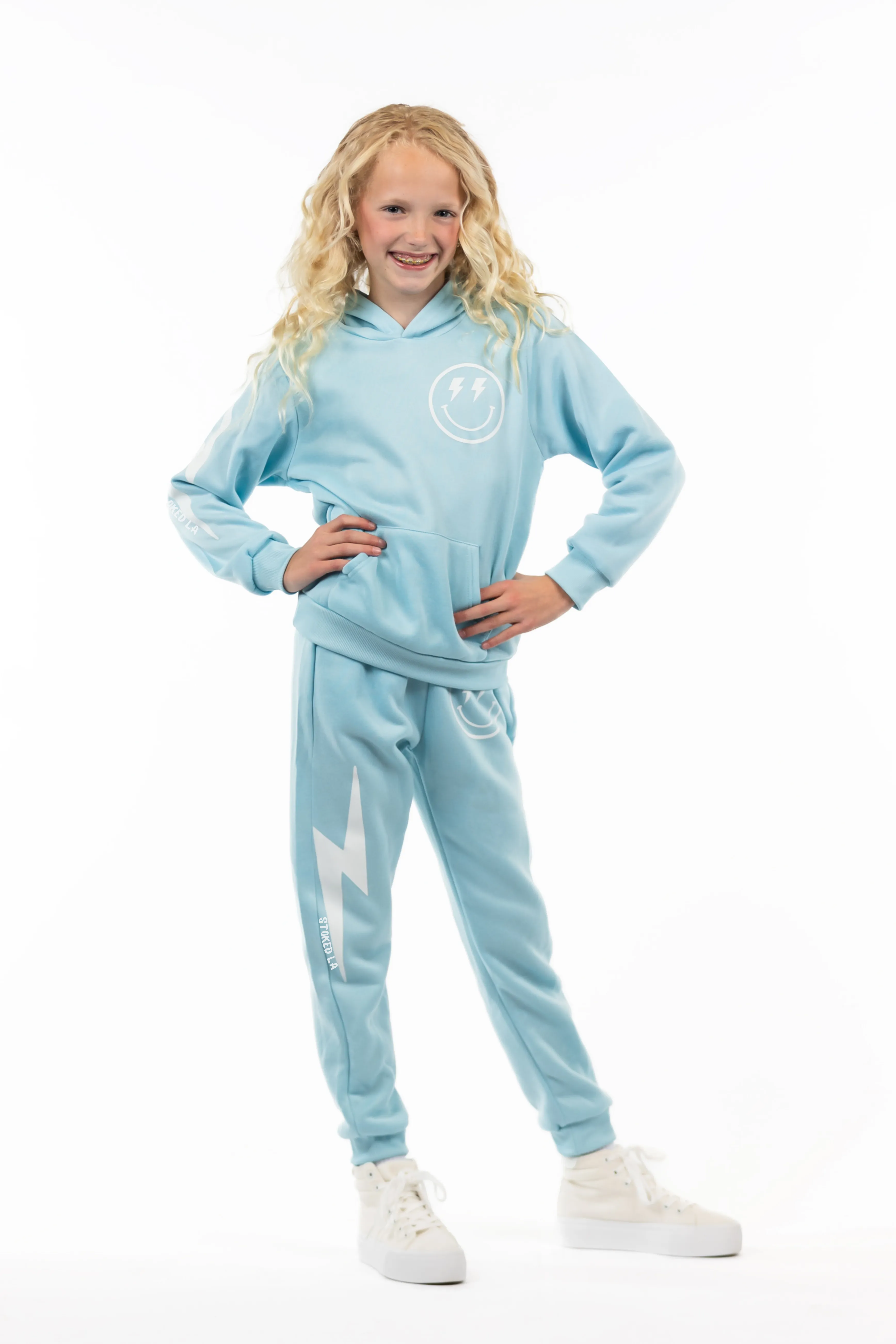 BLUE LIGHTNING SMILEY SWEATPANTS