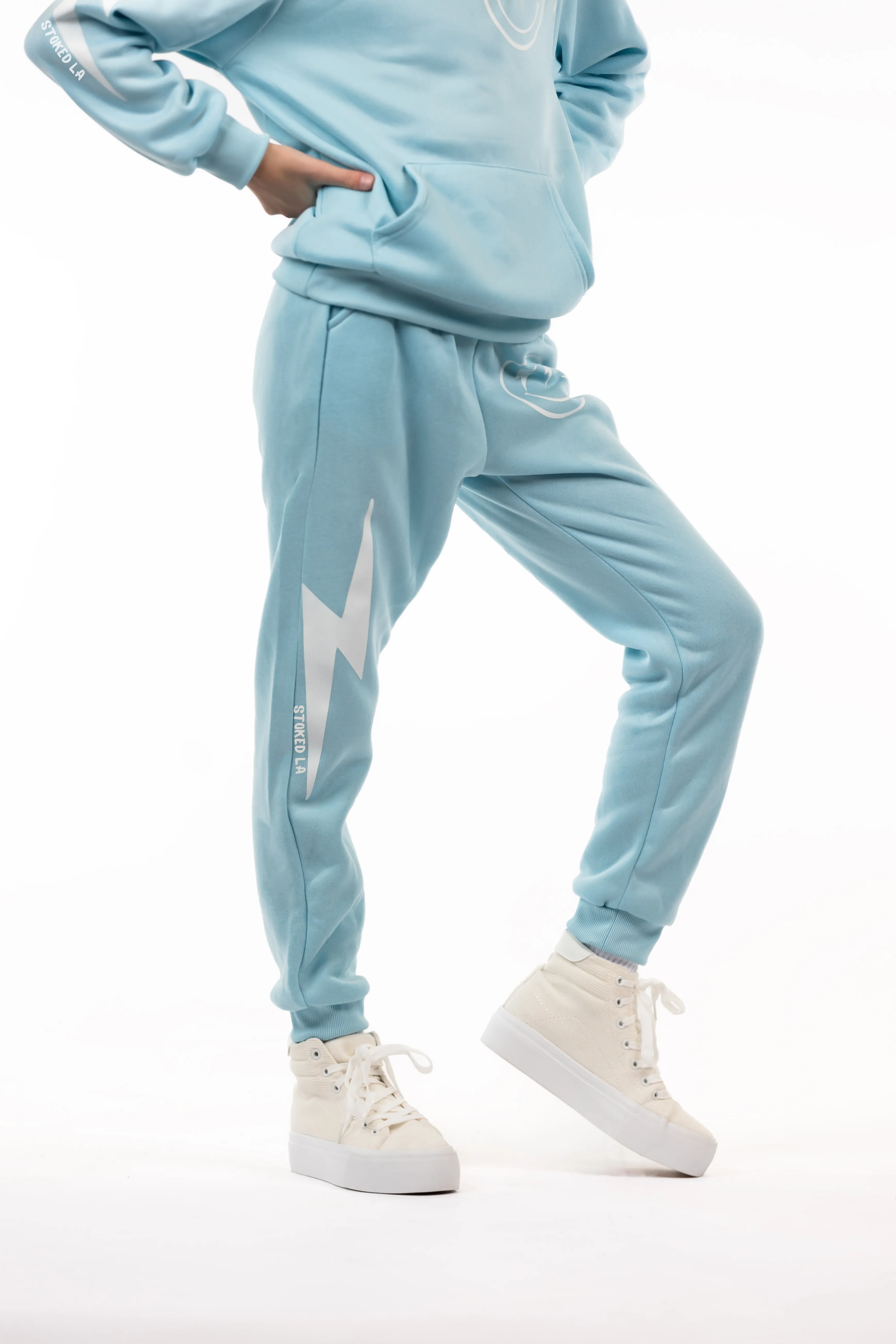 BLUE LIGHTNING SMILEY SWEATPANTS