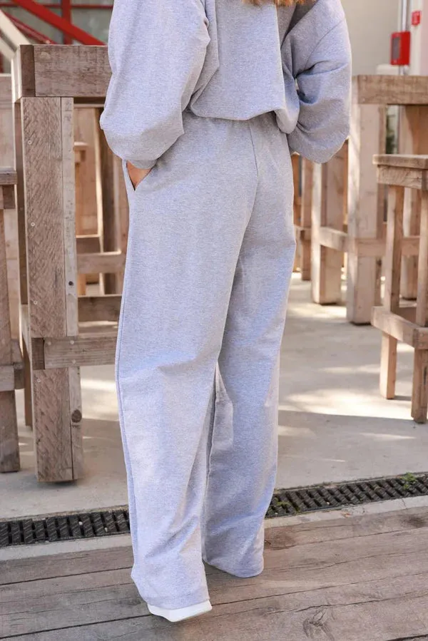 Blue Stripe Heather Wide-Leg Jersey Travel Pants