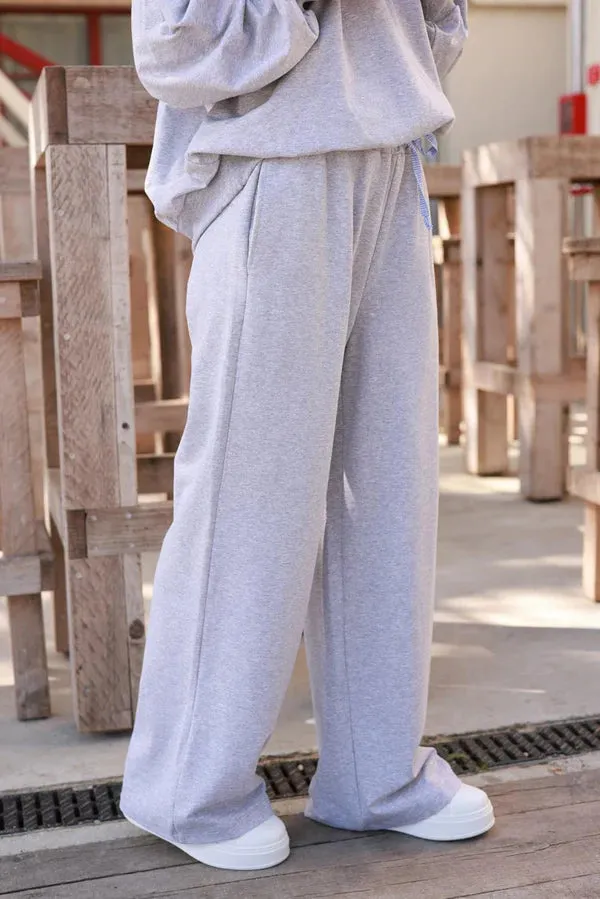 Blue Stripe Heather Wide-Leg Jersey Travel Pants