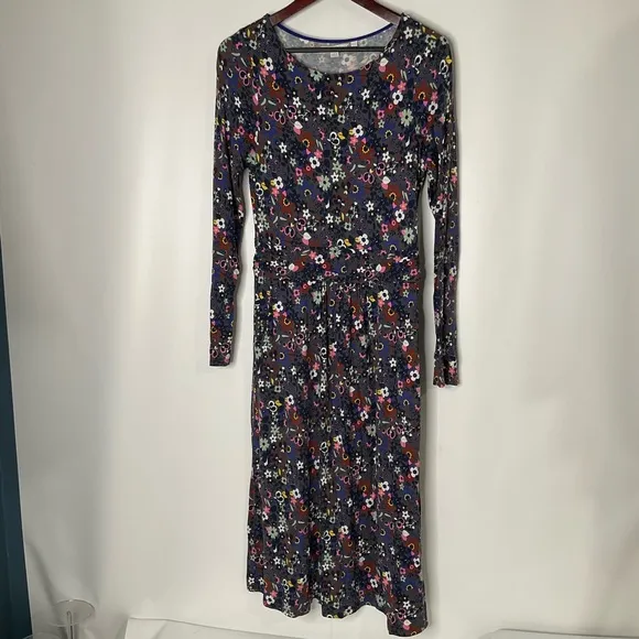 Boden Abigail Floral Purples, Pinks, White Jersey Knee Length Dress Size 12L