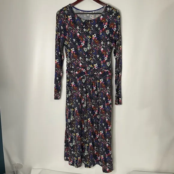 Boden Abigail Floral Purples, Pinks, White Jersey Knee Length Dress Size 12L