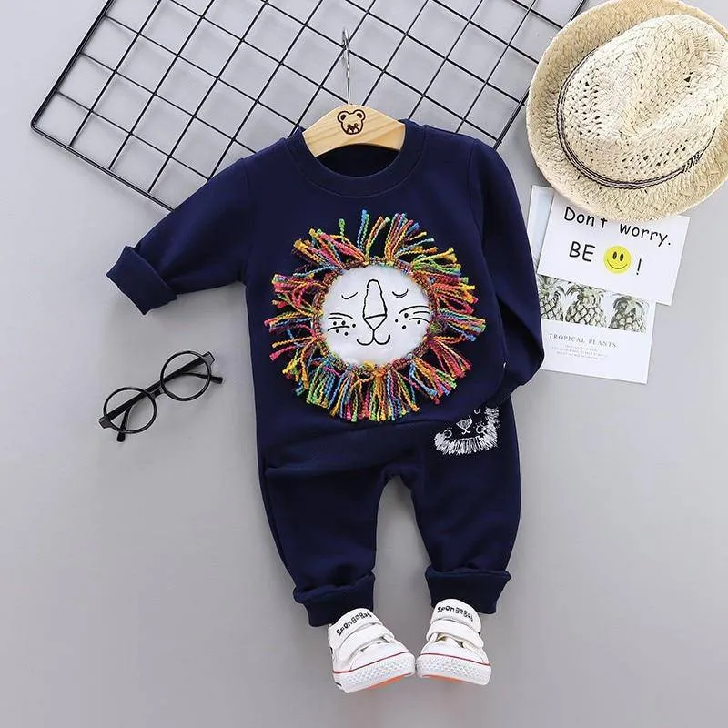 Boys Star Lion Printed Top   Pants Tracksuit