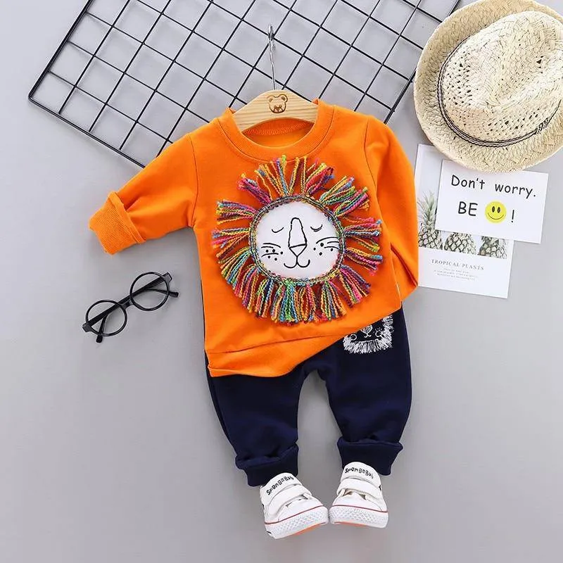 Boys Star Lion Printed Top   Pants Tracksuit