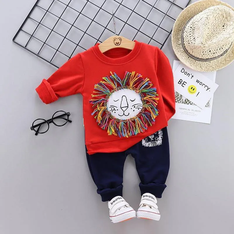Boys Star Lion Printed Top   Pants Tracksuit
