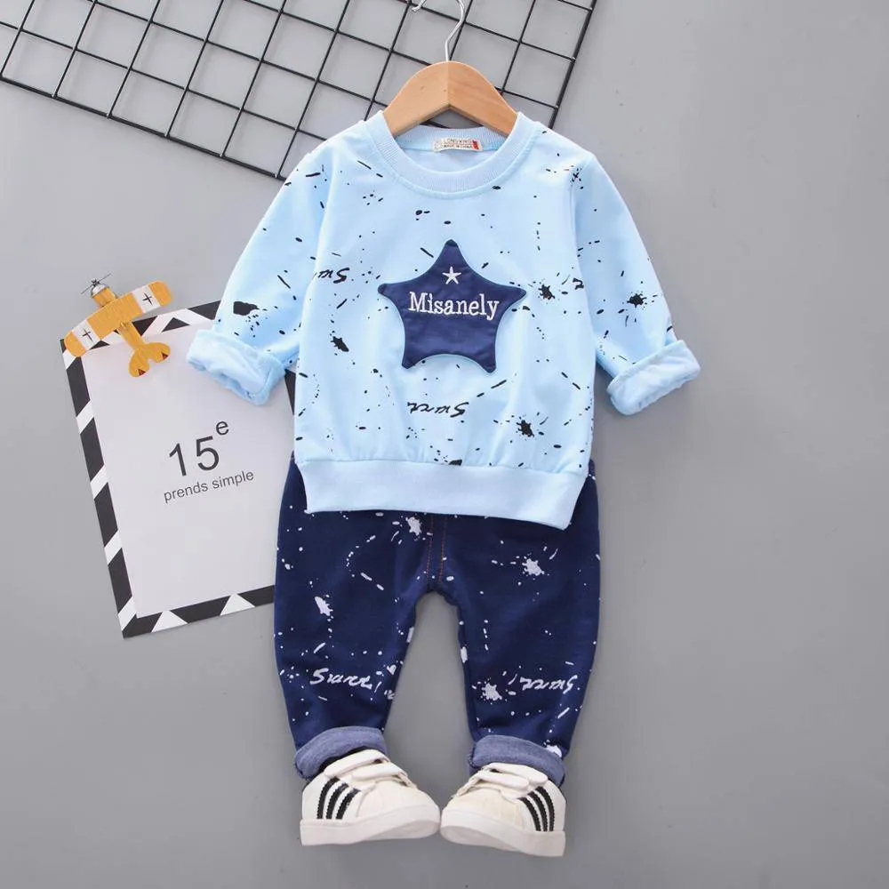 Boys Star Lion Printed Top   Pants Tracksuit