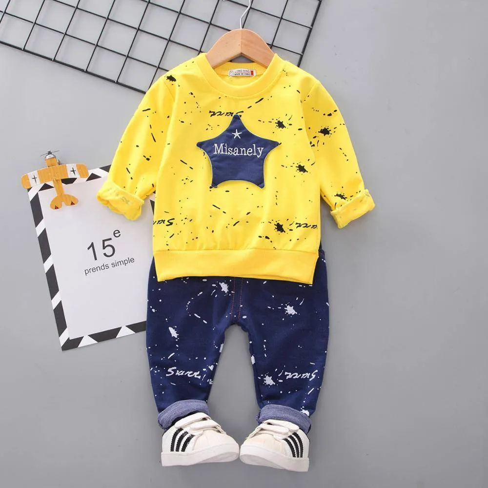 Boys Star Lion Printed Top   Pants Tracksuit