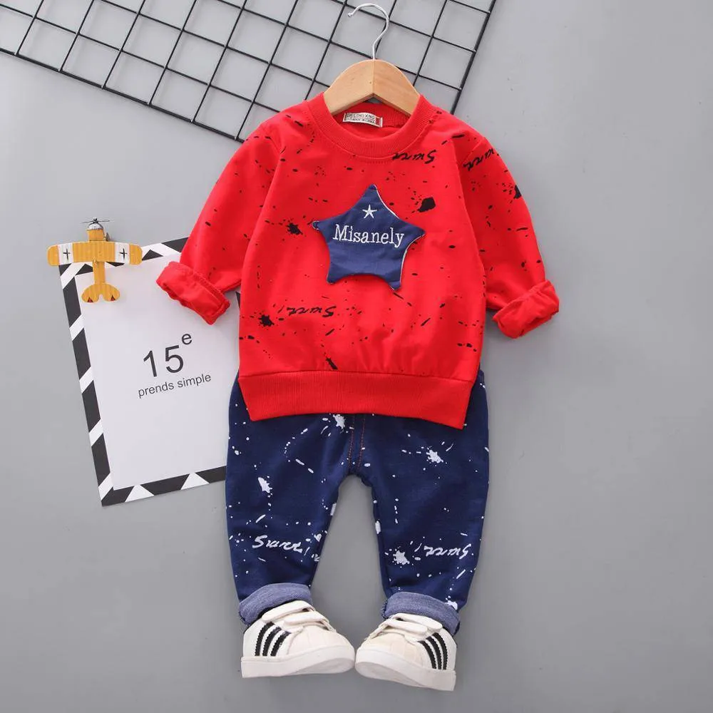 Boys Star Lion Printed Top   Pants Tracksuit