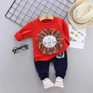 Boys Star Lion Printed Top   Pants Tracksuit