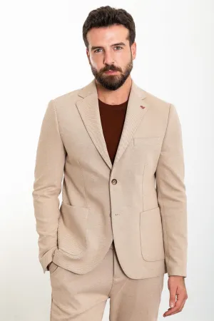 Brabion Rocco Beige Slim Fit Notch Lapel Suit for Modern Men
