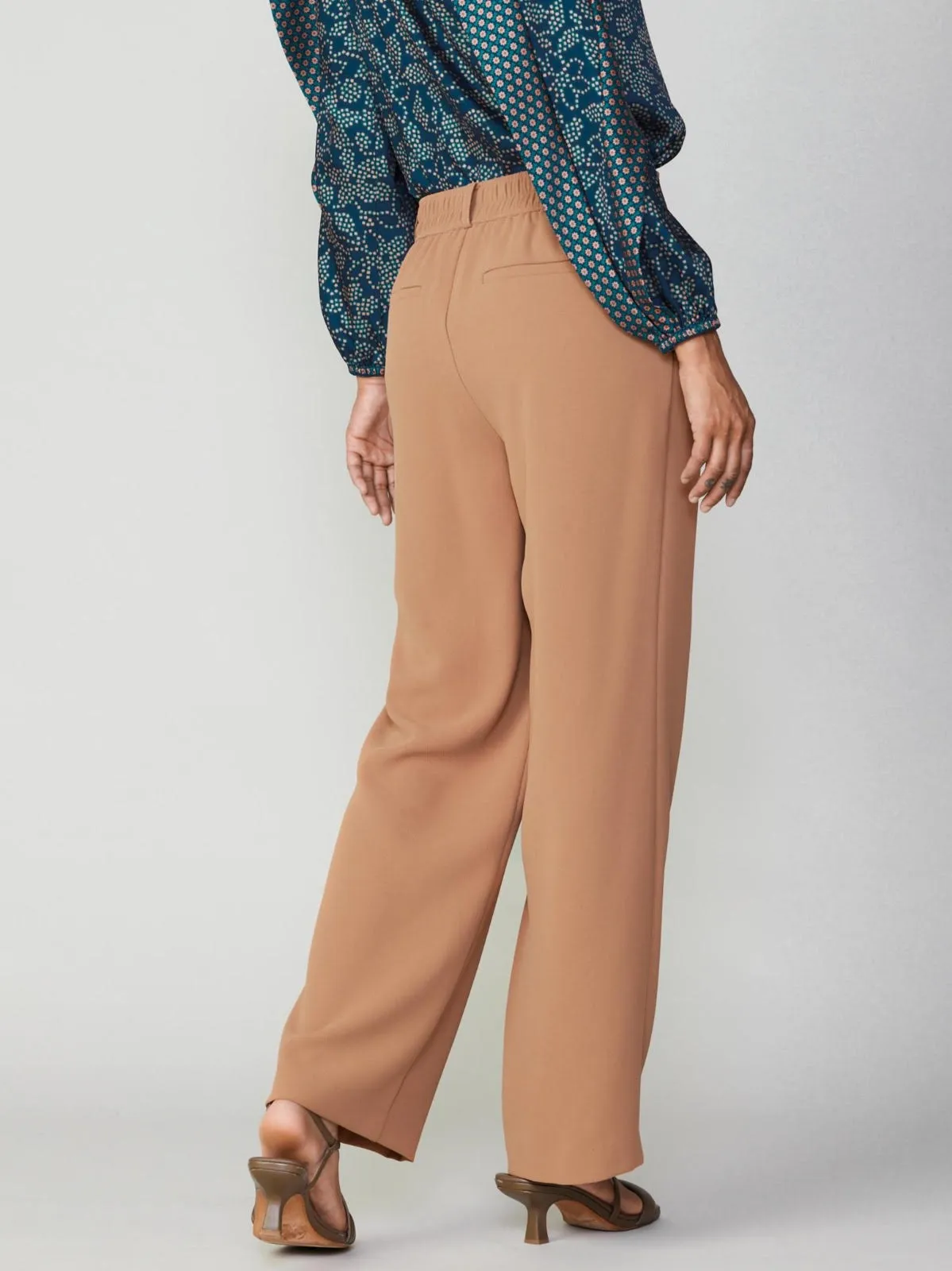 Burnt Caramel Pleated Wide Leg Pants