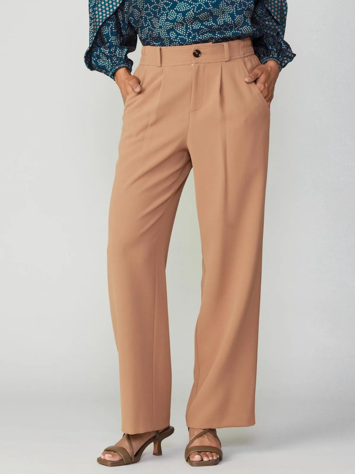 Burnt Caramel Pleated Wide Leg Pants
