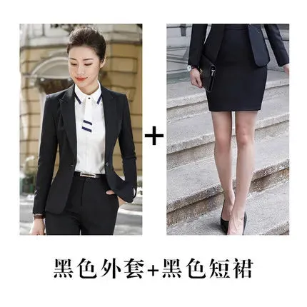 Business Lady Uniform Formal Pant Suits Female 2 Piece Office Set