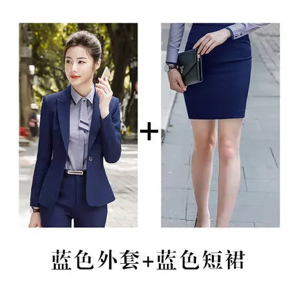 Business Lady Uniform Formal Pant Suits Female 2 Piece Office Set