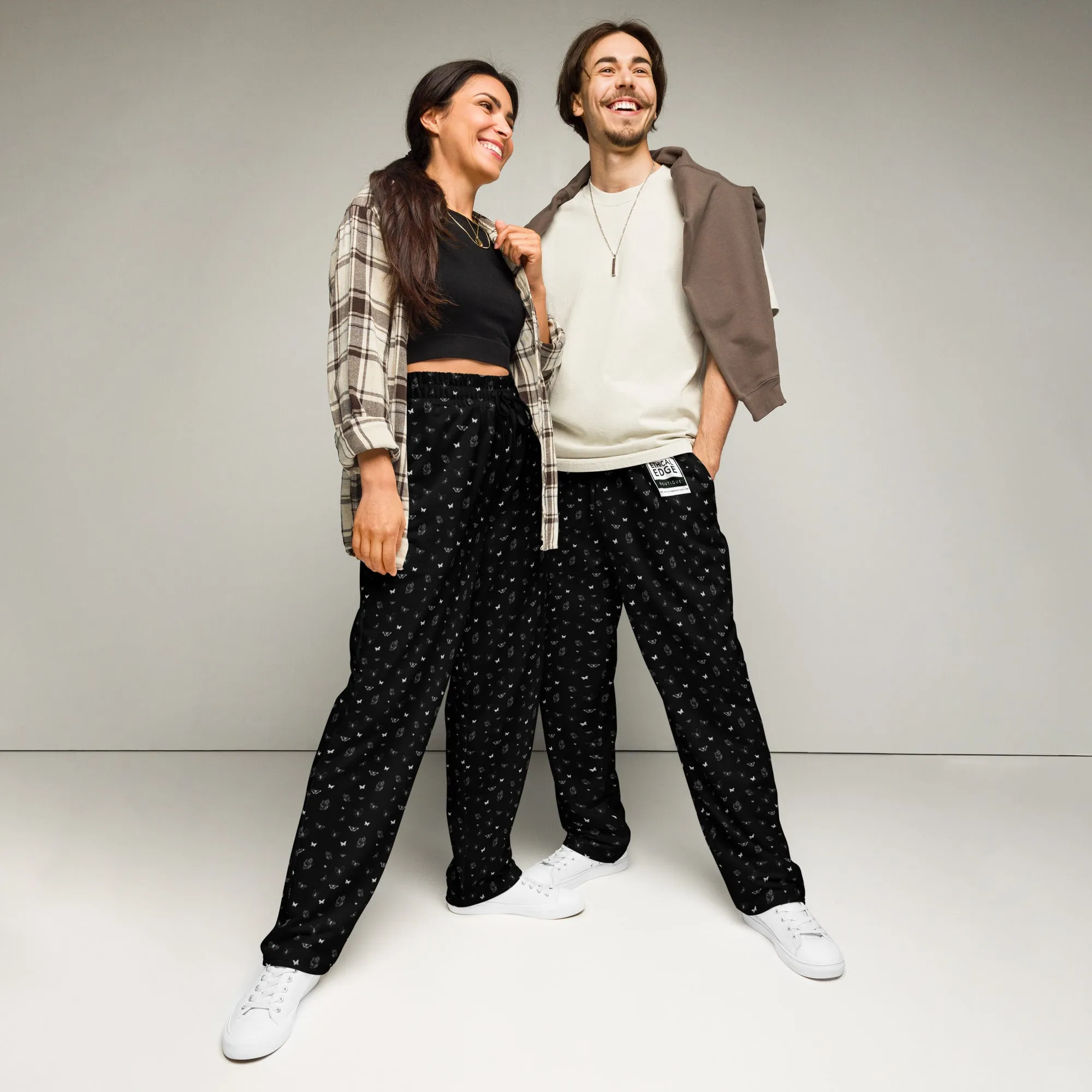 Butterfly Print Joggers | Black | Made from Recycled Materials