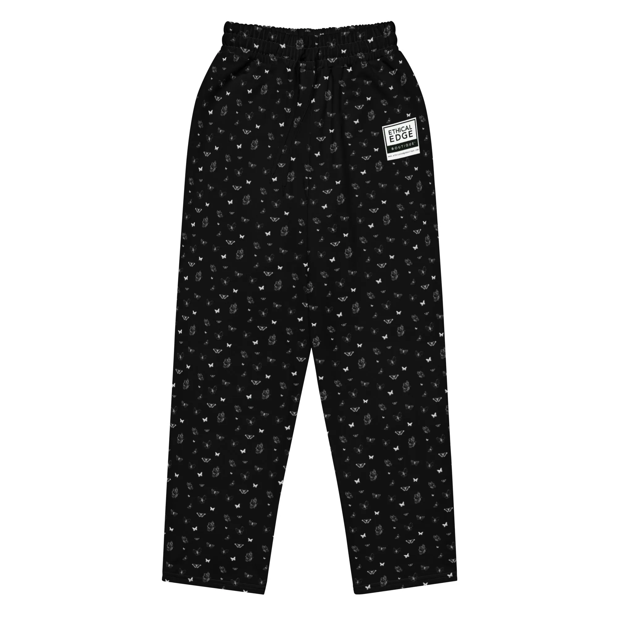 Butterfly Print Joggers | Black | Made from Recycled Materials