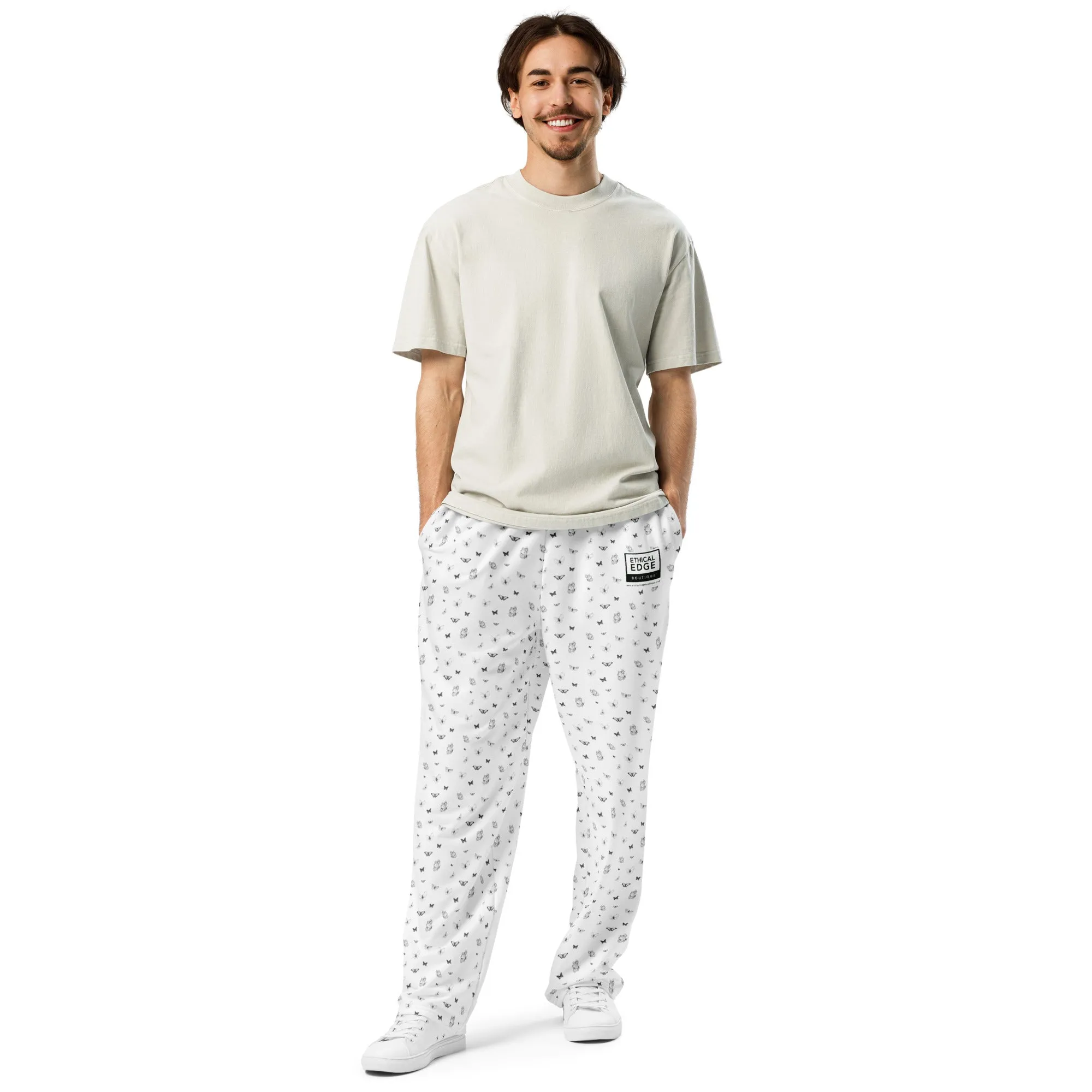 Butterfly Print Joggers | Black | Made from Recycled Materials