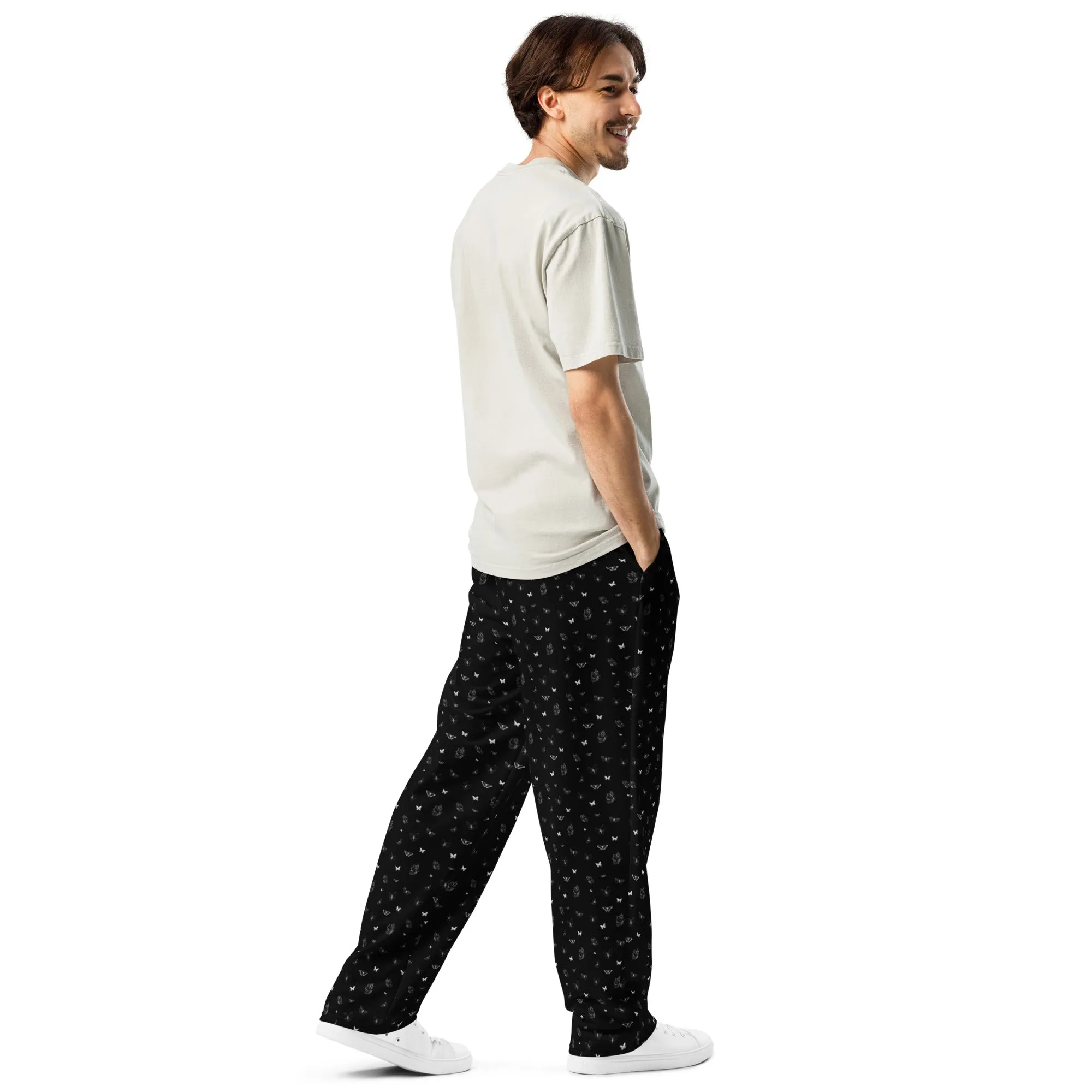 Butterfly Print Joggers | Black | Made from Recycled Materials
