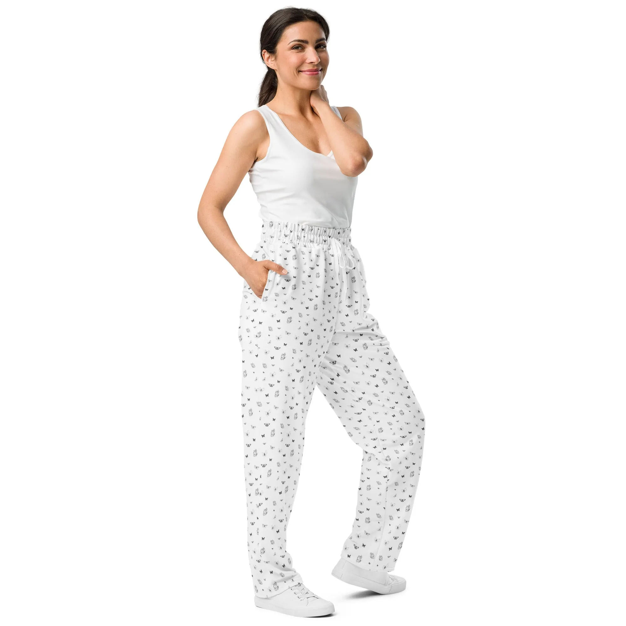 Butterfly Print Joggers | Black | Made from Recycled Materials