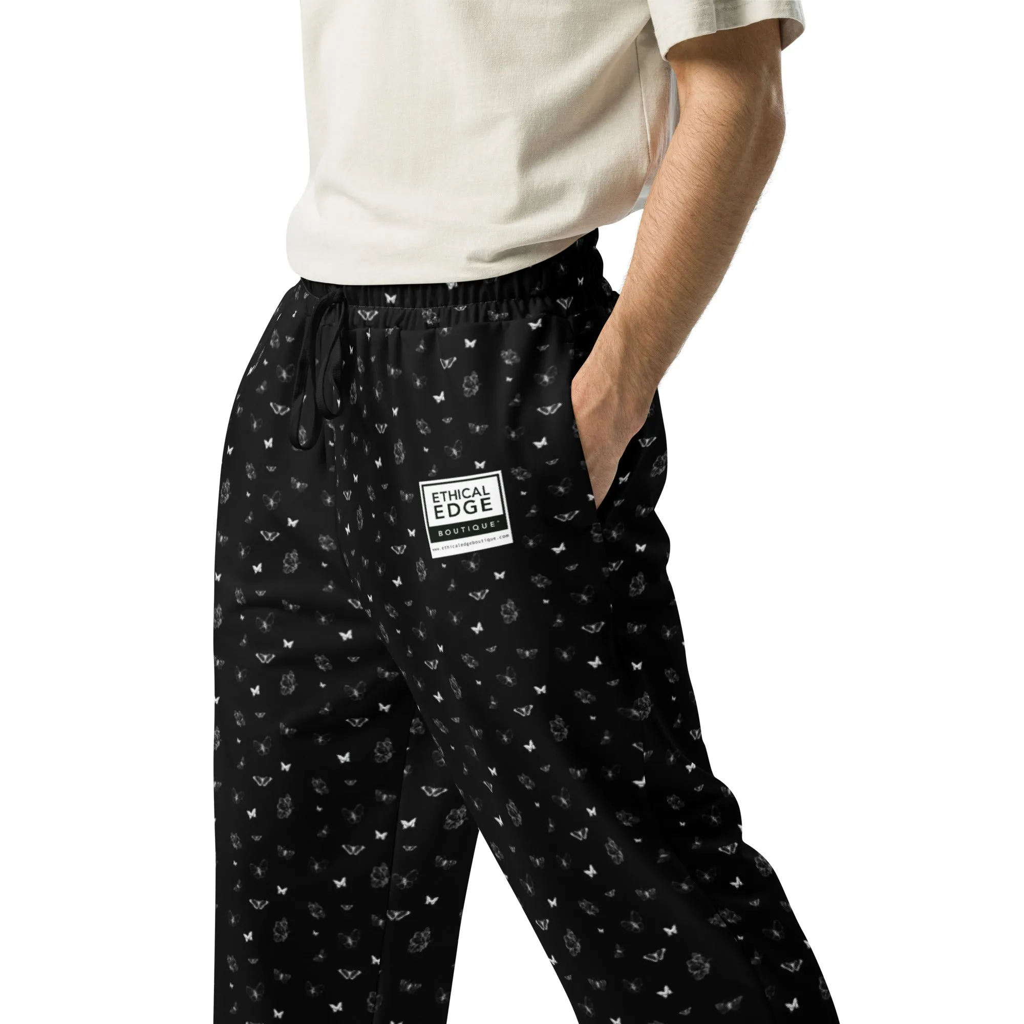 Butterfly Print Joggers | Black | Made from Recycled Materials