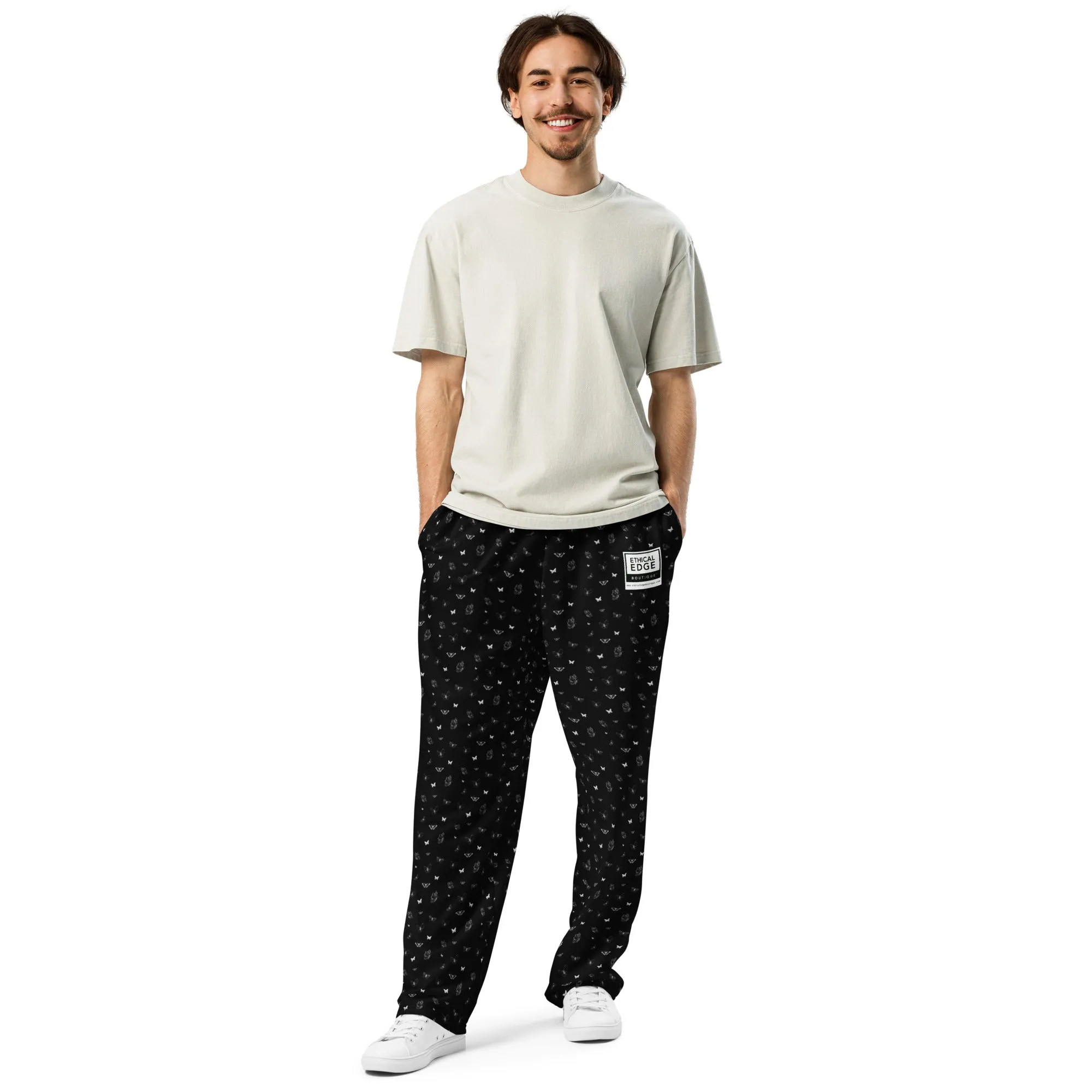 Butterfly Print Joggers | Black | Made from Recycled Materials