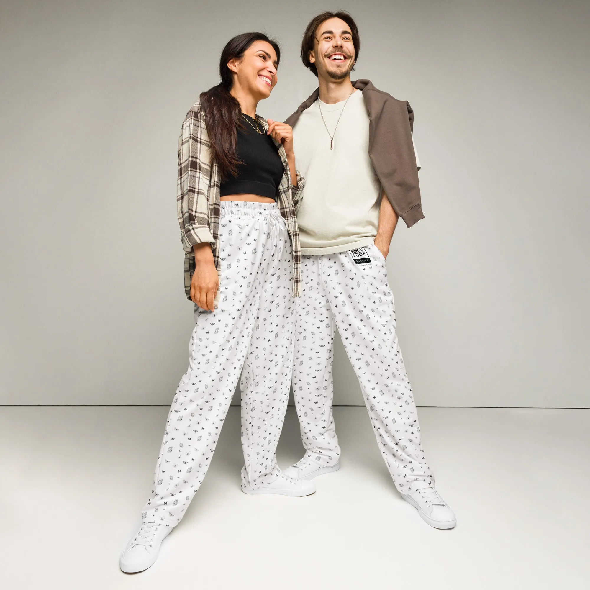 Butterfly Print Joggers | Black | Made from Recycled Materials