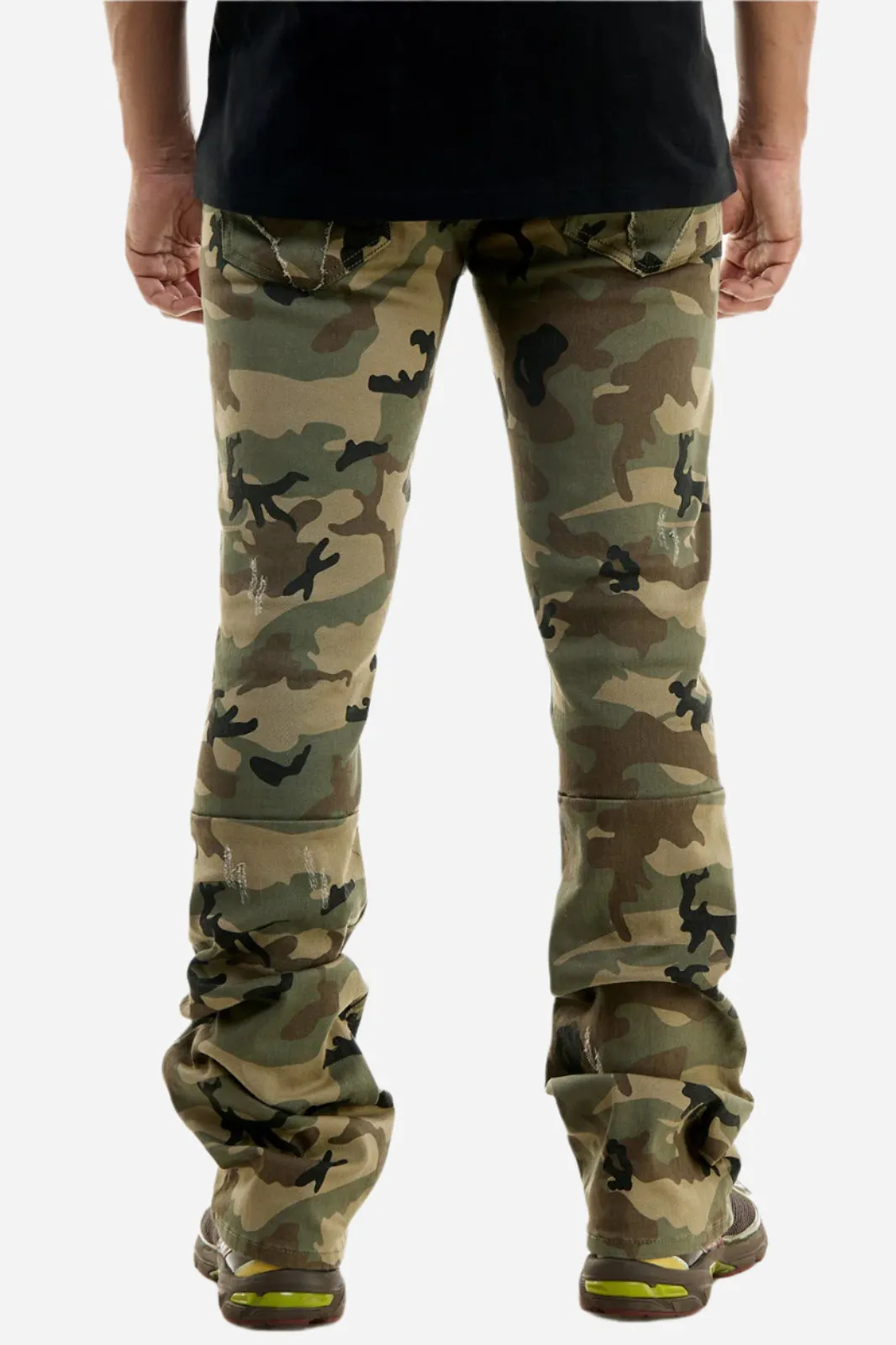 Camo(Khaki) Diamond Skinny Flare Pant -  Khaki Stacked Flare Fit