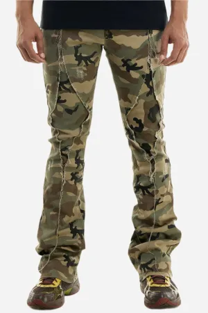 Camo(Khaki) Diamond Skinny Flare Pant -  Khaki Stacked Flare Fit