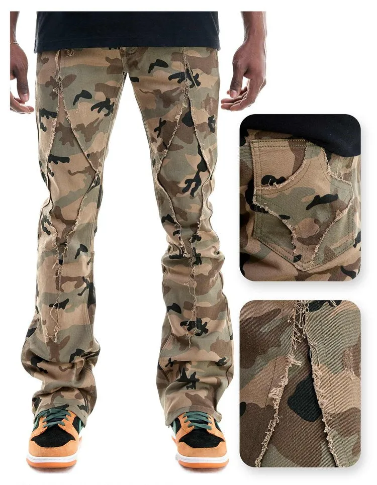 Camo(Khaki) Diamond Skinny Flare Pant -  Khaki Stacked Flare Fit