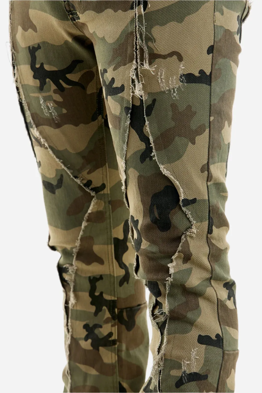 Camo(Khaki) Diamond Skinny Flare Pant -  Khaki Stacked Flare Fit