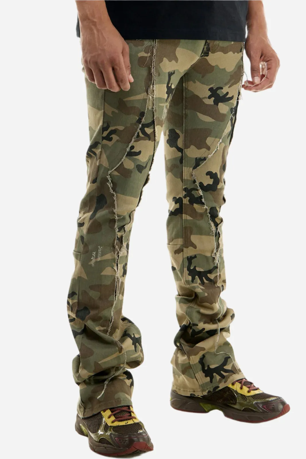 Camo(Khaki) Diamond Skinny Flare Pant -  Khaki Stacked Flare Fit