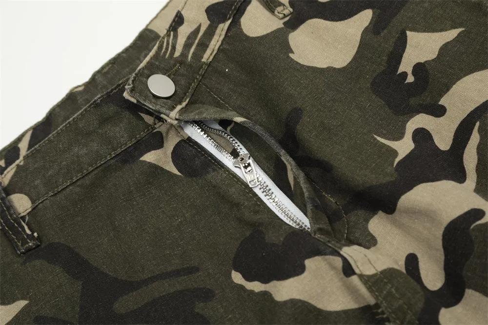 Camouflage Overalls Men's Loose High Street Design Sense Pocket Wide Leg Straight Trousers Outdoor Camouflage Casual Trendy Pants