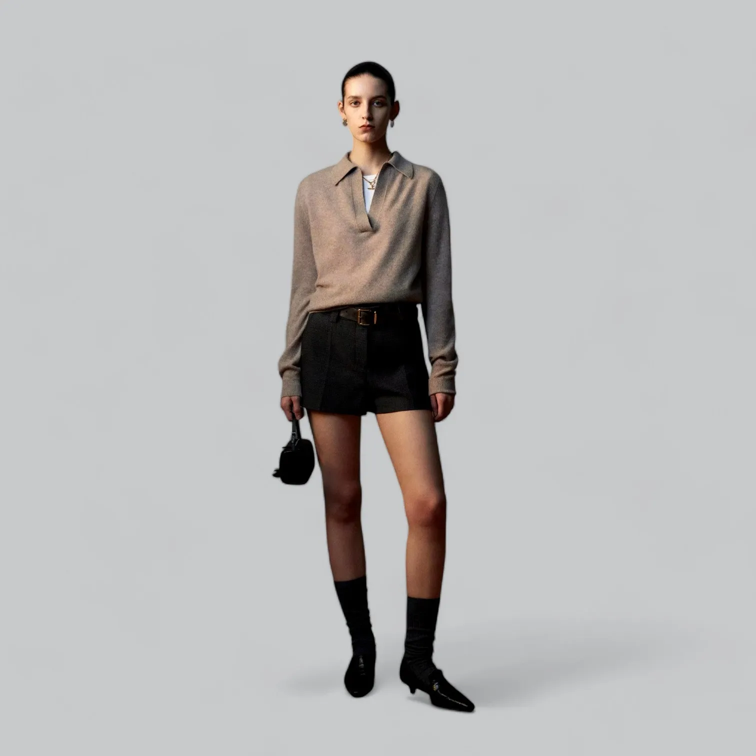 Cashmere Long Sleeve Polo V-Neck Sweater for Men | Soft, Warm, Lightweight Knitwear