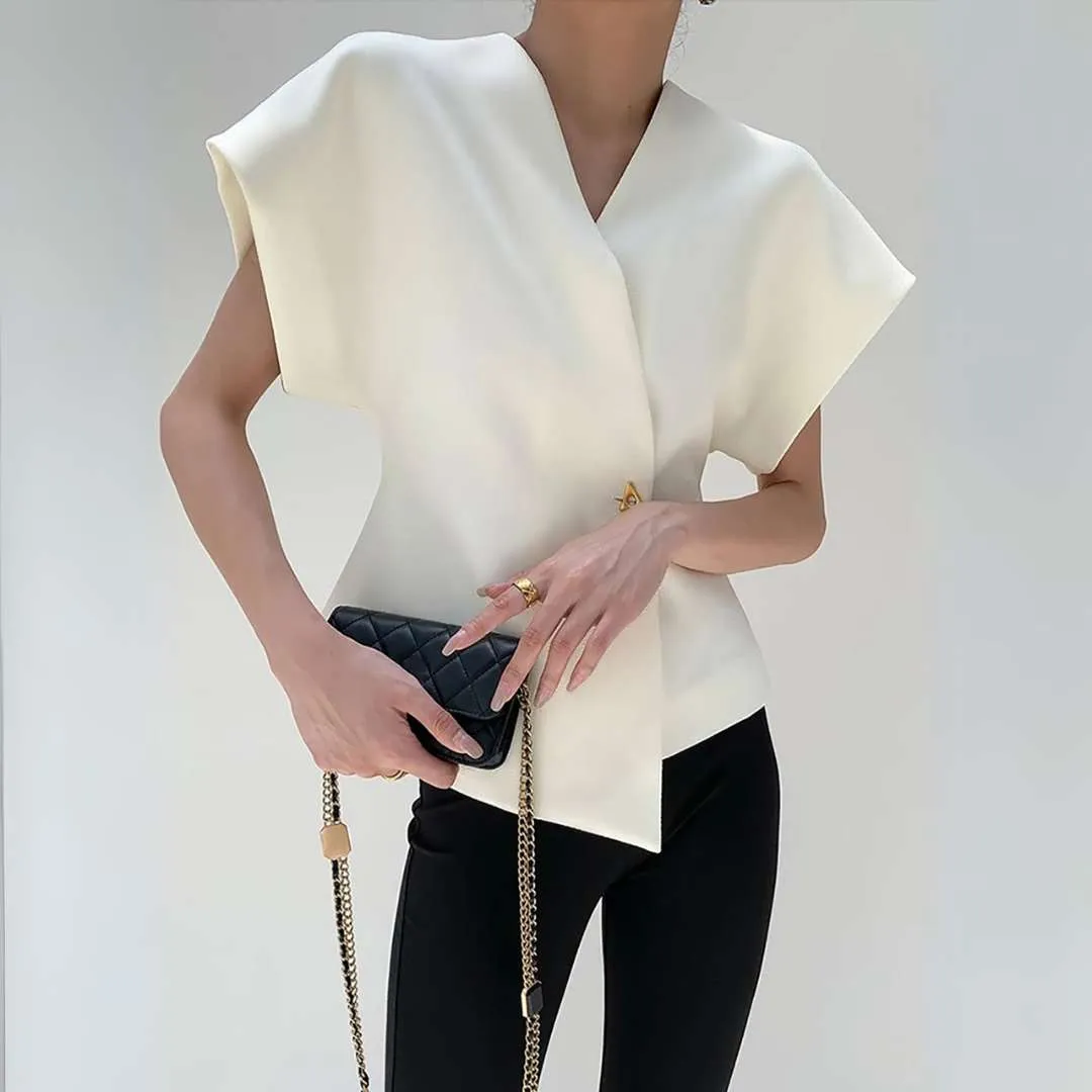 Cecilia™ | Minimalist V-Neck Blouse