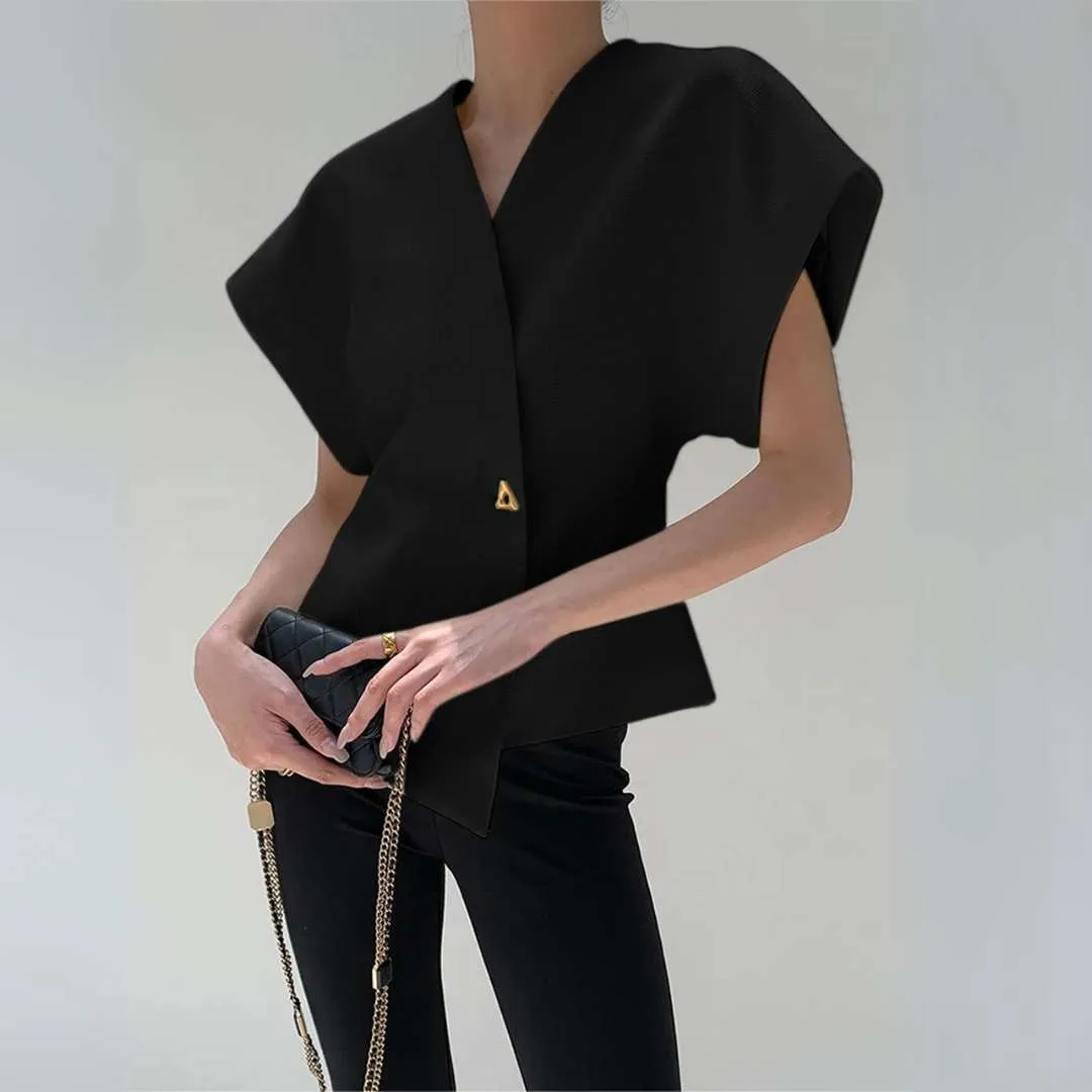 Cecilia™ | Minimalist V-Neck Blouse