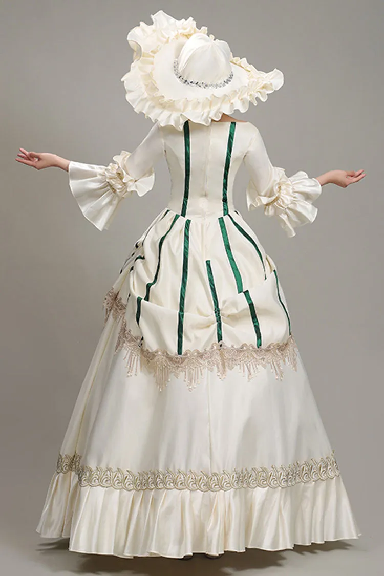 Champagne Hime Sleeves Half Sleeves Square Collar High Waisted Ruffled Victorian Lolita Prom Dress